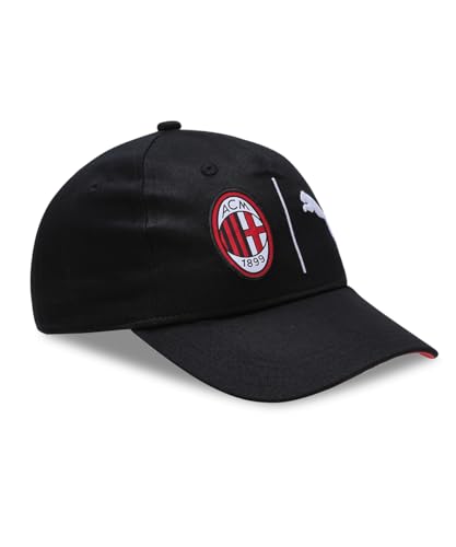 Ac Milan Cappello Con Visiera, Adulto, Unisex, Regolabile, Visiera Curva, Black/For All Time Red