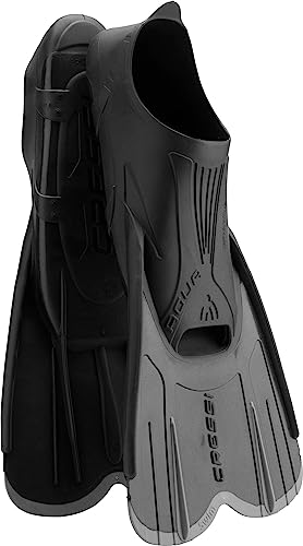 Cressi Agua Short Fins, Pinne Corte Leggere E Reattive Per Nuoto/Snorkeling Unisex, Nero/Argento, 43/44