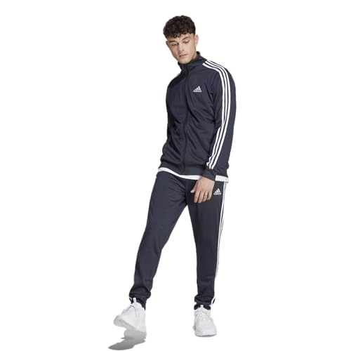 Adidas Basic 3-Stripes Tricot Tracksuit, Tuta Sportiva Uomo, Legend Ink White, Xxl