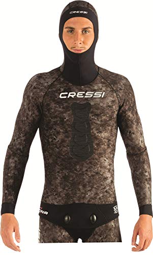 Cressi Tracina Jacket Wetsuit, Giacca Muta Pesca In Neoprene Spaccato Microporoso Supersoft - Disponibile Negli Spessori 3.5/5/7 Mm Uomo, Mimetico 5 M