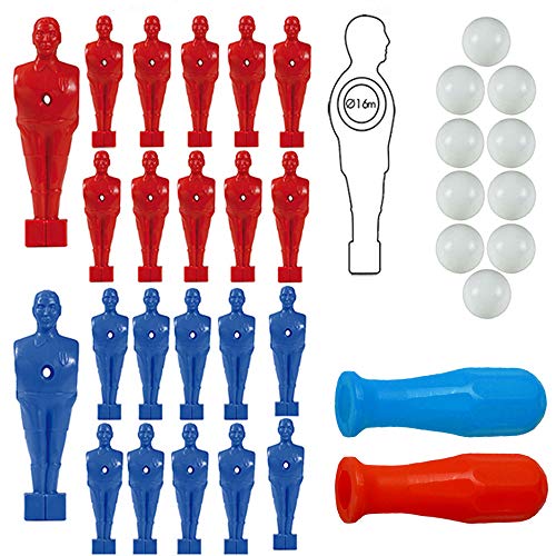 Grandeemporio Calcio Balilla Set 22 Giocatori Ometti Per Calcio Balilla. 11 Blu E 11 Rossi, Con Quattro 4 Manopole Rosse E Quattro 4 Blu. Palline In O