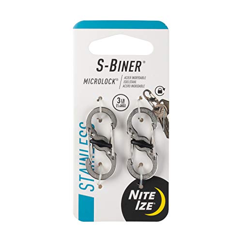 Nite-Ize Gancio Doppio S S-Biner Microlock, Argento, Confezione Da 2 Pezzi)