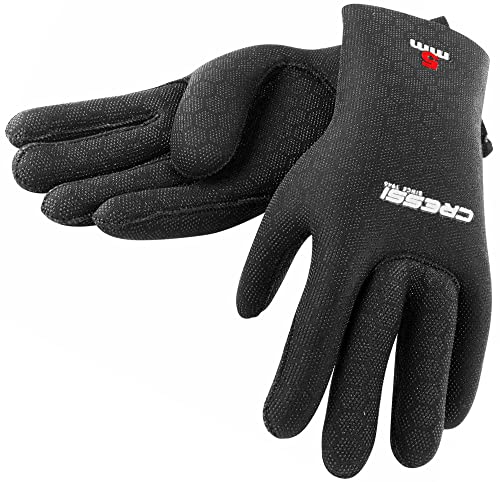 Cressi High Stretch Gloves, Guanti In Neoprene Elastico 5 Mm Per Apnea E Immersioni, Unisex Adulto, Nero/Rosso, M