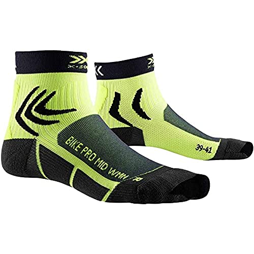 X-Socks Bike Pro, Calzini Da Ciclismo Donna, Charcoal/Phyton Yellow, 35-36
