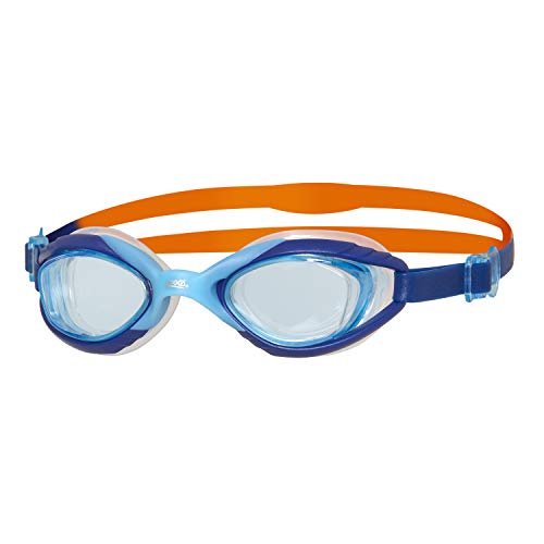 Zoggs Sonic Air Junior - Occhialini Da Nuoto Unisex Con Protezione Uv E Anti-Appannamento, Occhialini Da Nuoto, Blue/Navy/Orange, 6-14 Anni