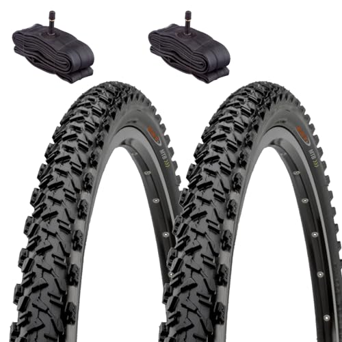 2 Copertoni 26X2.10 (56-559) + Camere America Pneumatici Tassellati Neri Mountain Bike Bici Bicicletta Mtb Unisex