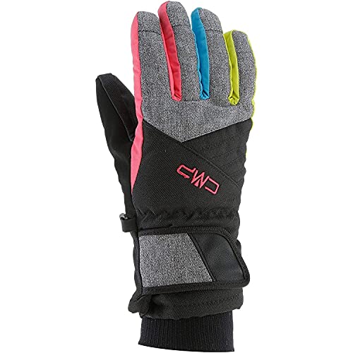 Cmp, Guanti Da Sci In Twill Per Bambini, Nero-B.Jewel-Strawberry, 4