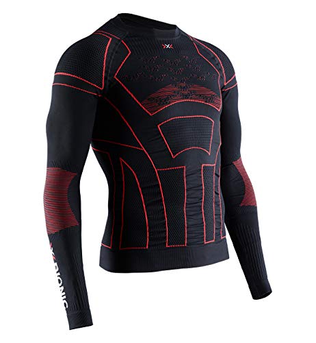 X-Bionic Moto Energizer 4.0, Strato Base Camicia Funzionale Uomo, Opal Black/Signal Red, M