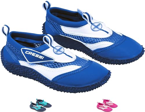 Cressi Coral Junior, Scarpette Adatte Per Mare Spiaggia E Sport Acquatici Vari Bambino, Bianco Blu, 30 Eu
