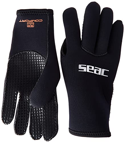 Seac Comfort 3.0, Guanti Da Sub In Neoprene Da 3 Mm E Palmo Anti Scivolo Unisex Adulto, Nero, S
