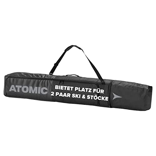 Atomic Double Ski Bag, Borsa Da Sci, 205 X 24 X 20.5 Cm, Lunghezza Regolabile, Poliestere, Unisex Adulto, Nero/Grigio