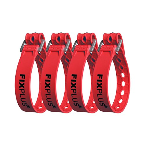 Fixplus Strap 4-Pack - Lashing Strap Per Assicurare, Fissare, Impacchettare E Legare, In Plastica Speciale Con Fibbia In Alluminio 35Cm X 2.4Cm (Rosso