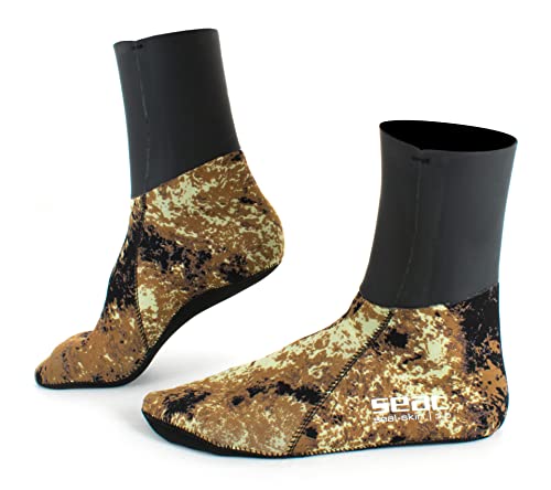 Seac Skin Calzini Termici Per Apnea E Pesca Subacquea In Neoprene Mimetico Di 3 Mm Unisex Adulto Camo Marrone Xl