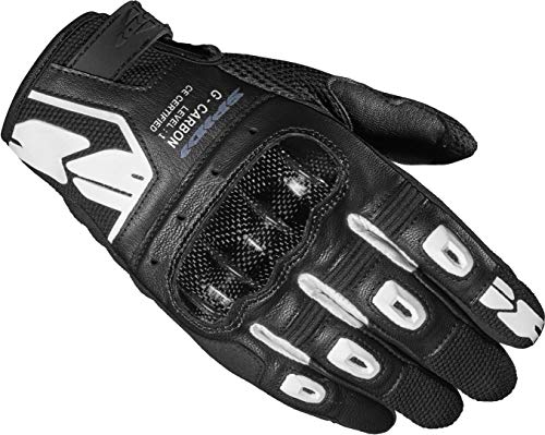 G-Carbon, Guanti Da Moto, Colore Nero E Bianco, Taglia Xxl, Con Touchscreen Capacitivo E Imbottiture Protettive, Guanti Da Moto In Pelle Resistenti Al