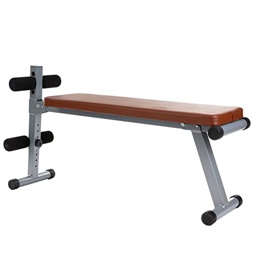 Scsports® Panca Palestra - Altezza Regolabile, Piatta, Pieghevole, Cuscino Imbottito, In Acciaio, Carico Max 120 Kg, Rosso/Nero - Panca Piana Per Alle