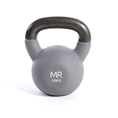 Rebecca Mobili Kettlebel Peso Palestra, Ghisa Rivestimento Neoprene, Per Allenamento Braccia Gambe Home Fitness (Grigio - 18 Kg)