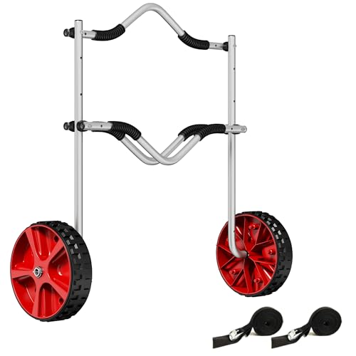 Sportnow Carrello Porta Kayak Con Altezza E Larghezza Regolabili Su 3 Livelli, Carrello Porta Canoa E Sup In Alluminio