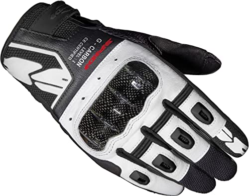 G-Carbon, Guanti Da Moto, Colore Bianco, Taglia S, Con Touchscreen Capacitivo E Imbottiture Protettive, Guanti Da Moto In Pelle Resistenti All'Abrasio