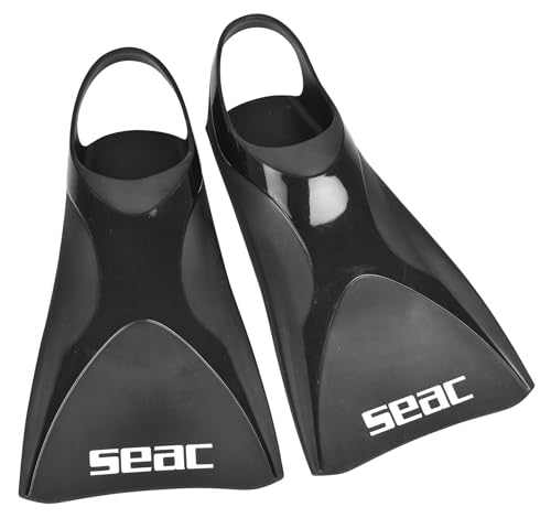 Seac Atom, Pinne Corte Da Nuoto Per Allenamento In Piscina E In Mare Unisex Adulto, Nero, M