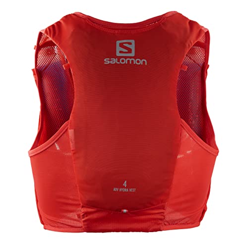 Salomon Adv Hydra Vest 4 Gilet Da Running Con Flask Inclusi Unisex, Comfort E Stabilità, Idratazione Ad Accesso Rapido, Semplicità, Fiery Red, L