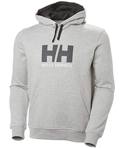 Helly Hansen Uomo Felpa Con Cappuccio Hh Logo, M, Grigio Melange