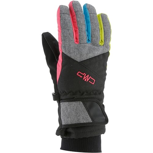 Cmp, Guanti Da Sci In Twill Per Bambini, Nero-B.Jewel-Strawberry, 5