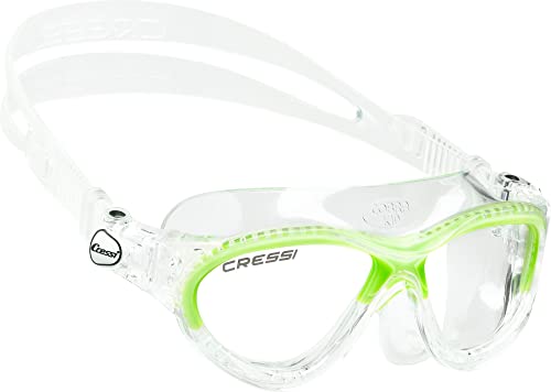 Cressi Mini Cobra - Premium Occhialini Per Il Nuoto, Piscina E Snorkeling, Trasparente/Lime/Lenti Chiare, Bambini 7/15 Anni