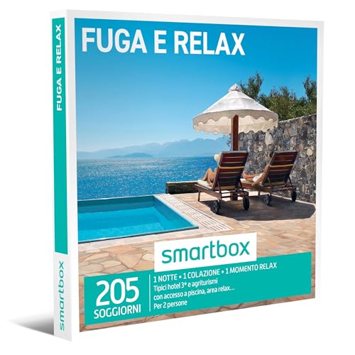Smartbox - Fuga E Relax Cofanetto Regalo Coppia, 1 Notte Con Colazione E 1 Momento Relax Per 2 Persone, Idee Regalo Originale, Taglia Unica