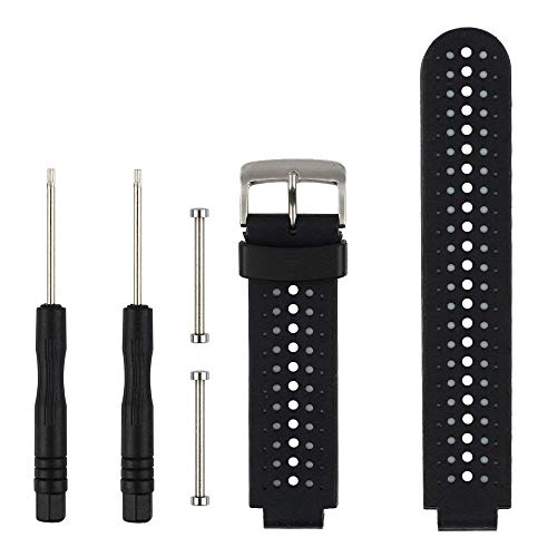 Fit-Power, Cinturino Di Ricambio In Morbido Silicone Per Smartwatch Garmin Forerunner 235/235Lite/220/230/620/630/735, Bianco E Nero.