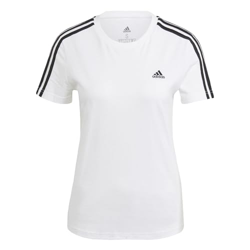 Adidas Essentials Slim 3-Stripes, T-Shirt, Donna, White/Black, 2Xl