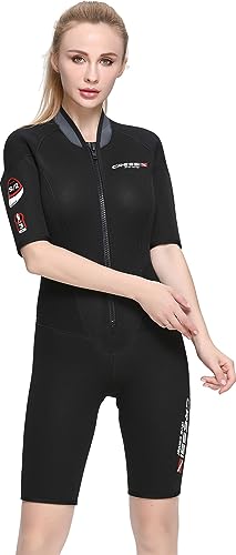 Cressi Endurance Lady Wetsuit, Muta Shorty Con Zip Sternale, Neoprene 3 Mm Donna, Nero, M/3