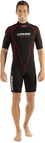 Cressi Tortuga Man Wetsuit 2.5Mm, Muta Shorty In Neoprene High Stretch Uomo, Nero/Rosso, Xl