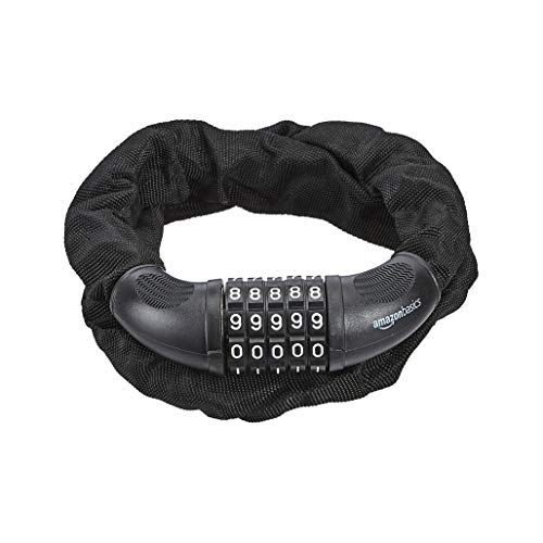 Amazon Basics - Catena Con Lucchetto, Per Bicicletta, Con Combinazione A 5 Cifre, 97,2 Cm, Nero, Confezione Singola