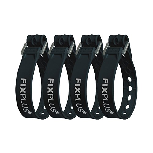 Fixplus Strap 4-Pack - Lashing Strap Per Assicurare, Fissare, Impacchettare E Legare, In Plastica Speciale Con Fibbia In Alluminio 35Cm X 2.4Cm (Nero)
