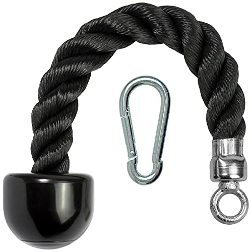 Campteck U7223 Corda Singola Per Tricipiti, Corda Per Tricipiti Con Una Mano Con Moschettone - Nero