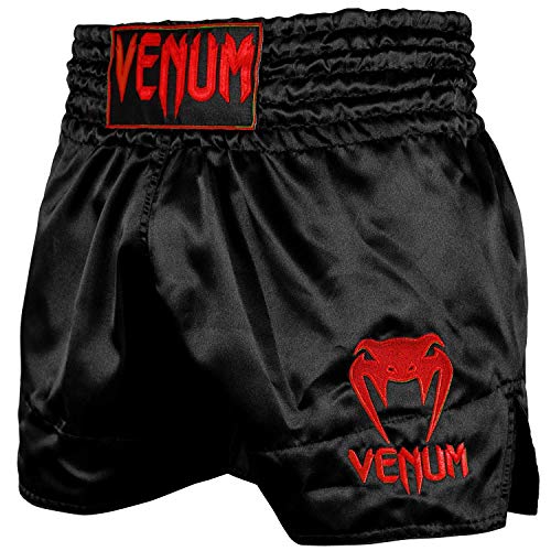 Venum Classic, Pantaloncini Muay Thai Unisex – Adulto, Nero/Rosso, Xl