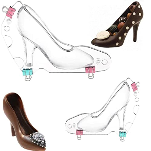 Lytivagen 2 Pezzi Stampi 3D Per Torta Stampi Plastica Per Cioccolato A Forma Di Scarpe Tacco Alto Per Biscotti Dolci Pasticceria(Trasparente, 2 Dimens
