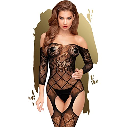 Penthouse, Bodystocking A Rete, Bodystocking, Diverse Taglie, Lingerie, Top-Notch', Nero, Taglia: S-L