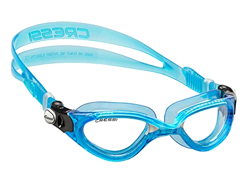 Cressi Flash, Occhialini Nuoto A Oculari Separati Infrangibili Antiappannamento, Antigraffio, Anti Uv Unisex – Adulto, Azzurro/Bianco/Lenti Chiare, Ta