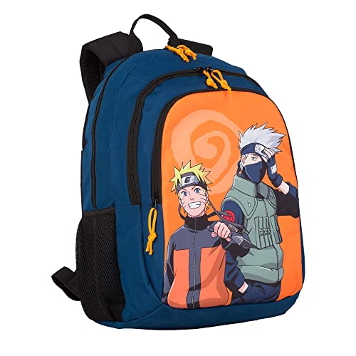 Zaino Scuola Naruto - Doppio Scomparto E Tasca Frontale - Tasche Laterali - Interno Foderato Con Porta Computer - Adattabile A Trolley - 19 × 31 × 42