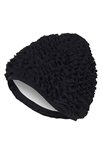 Fashy, Cuffia Da Bagno Donna Rüschen, Nero (Nero), Nero