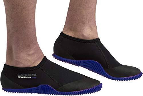Cressi Minorca Shorty Boots 3Mm - Calzari Bassi In Neoprene Bifoderato 3Mm Per Immersioni E Attivita' Acquatiche, Nero/Suola Blu, M - 40/41, Unisex Ad
