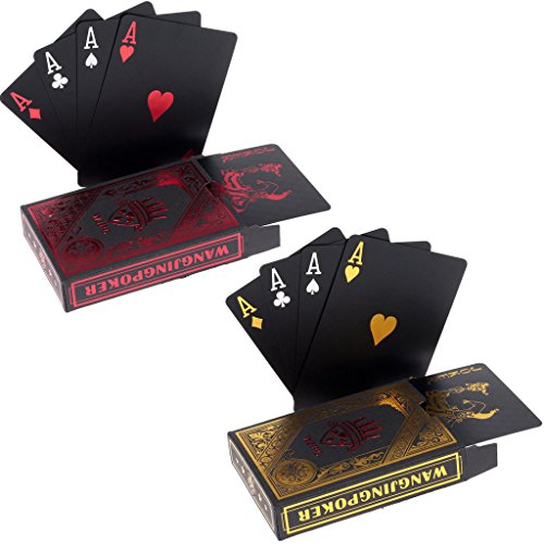 2X Carte Da Poker In Plastica Playing Cards Nero Carte Da Poker Carte Da Gioco Carte Da Gioco Classiche In Pvc Impermeabile In Confezione Regalo - 1 R