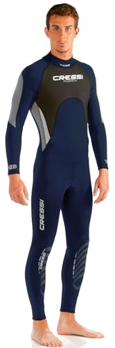 Cressi Morea Wetsuit Full 3 Mm, Muta Monopezzo Neoprene Ultrastretch Uomo, Blu/Argento/Argento, Xl/5