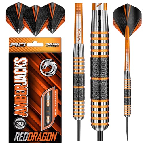 Red Dragon Amberjack 11: 30G Freccette Tungsteno Con Punta Acciacio, Voli E Freccette Aste