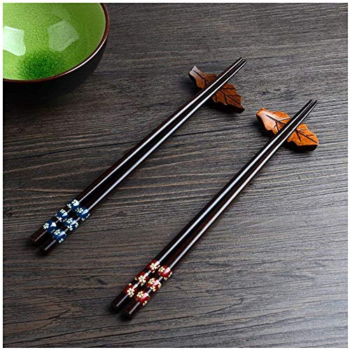 2 Coppie Di Set Di Bacchette Giapponesi In Legno Naturale Ed Ecologico, In Elegante Cofanetto Regalo, Fiore Di Susina