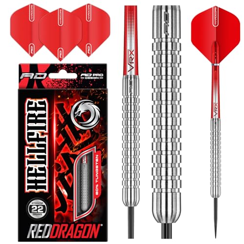 Red Dragon Hell Fire A: 22G Freccette Tungsteno Con Punta Acciacio, Voli E Freccette Aste