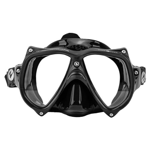 Aqualung Teknika Maschera Subacquea Adulti Pieghevole Con Telaio Resistente Agli Urti, Gimbal, Vetro Temperato, Gonnellino Scuro Anti-Fatica, Per Le I