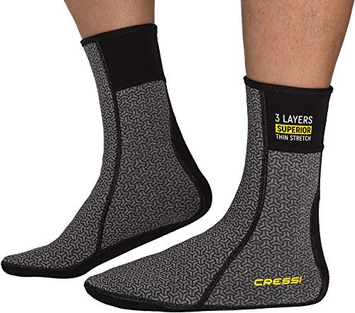 Cressi Thermal Undersuit Socks, Calzari Termici Per Muta Stagna Unisex Adulto, Nero/Grigio, L