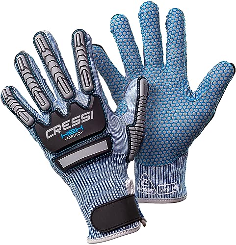 Cressi Hex Grip Gloves, Guanti Per Immersione Unisex Adulto, Blu, M